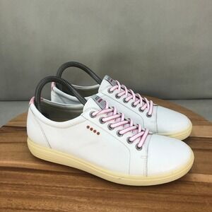 Ecco Soft 8 Spikeless Golf White Leather Shoes Sneakers Womens Size 39 / 9 Wide
